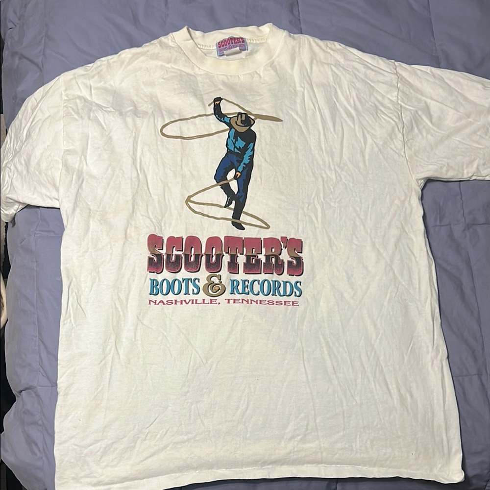 Scooter's Boots & Records Graphic T-Shirt